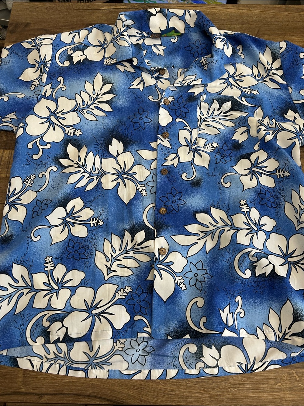 Roundy Bay Tropical Hibiscus Aloha Hawaiian Coconut Button Shirt XL